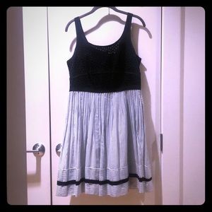 LOFT Eyelet and Pinstripe Dress